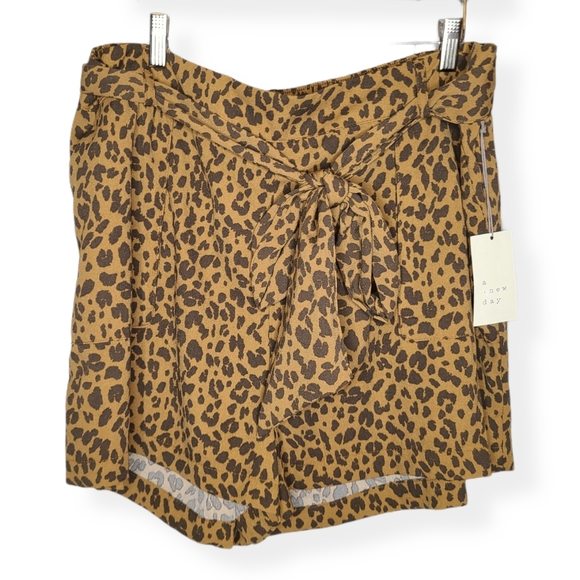 A New Day Leopard Print High Rise Tie Waist Shorts NWT Size XXL - Picture 5 of 11